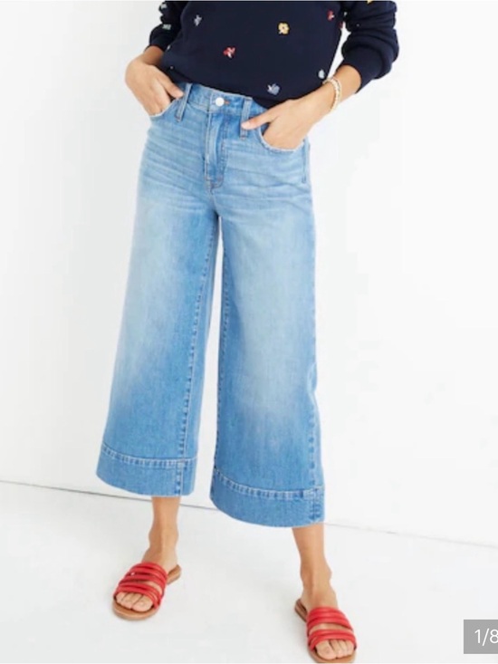 Madewell Denim - Madewell Wide Leg Crop Big Hem Medium Wash Classy High Rise Size 29 Size 8